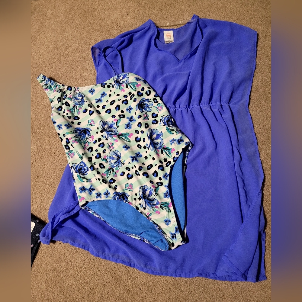 GIRLS 1 PIECE BATHSUIT WITH COVERUP